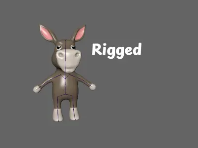 High-Quality 3D Cute Donkey - Animated for Games Low-poly 3D model