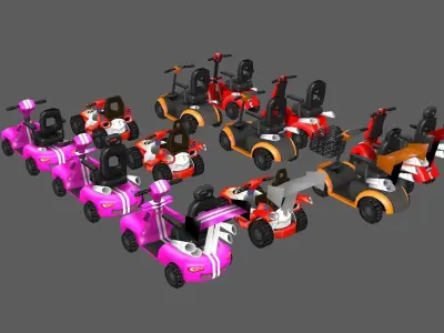 cartoon mobility scooters with upgrades  Low-poly 3D model