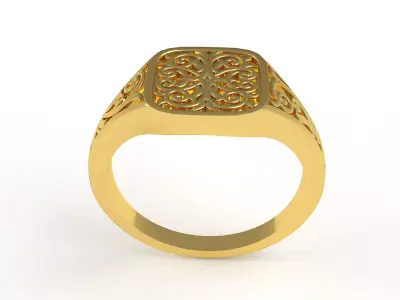 Celtic Square Signet Ring 3D print model