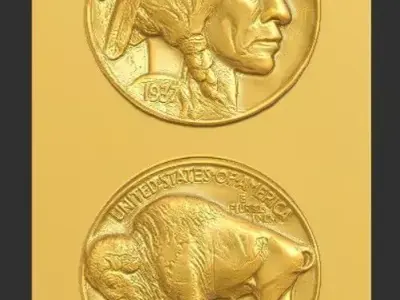 Native American coin Relief for3D Printing 3D print model Free 3D print model