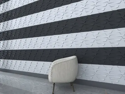 3d wallpanel tiled wall with chair Low-poly 3D model