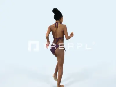 May 05F Running Jogging Beach Sport African American Woman Low-poly 3D model