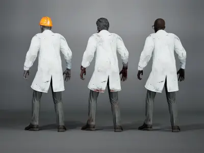 Zombie Professor Low-poly 3D model