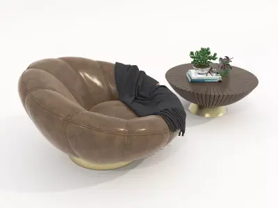 Modern Coffee Table and Armchair Set 78 3D model