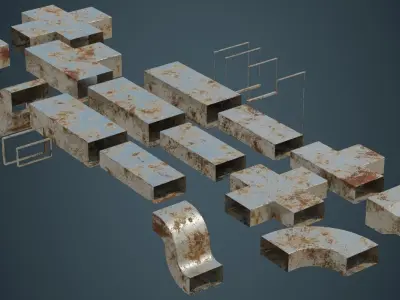 HVAC Duct 1B Low-poly 3D model