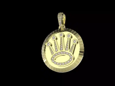 Luxury Crown Pendant 30mm 3D print model