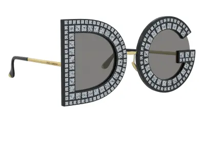 Dolce Gabbana DG Glitter Round-frame Sunglasses Low-poly 3D model