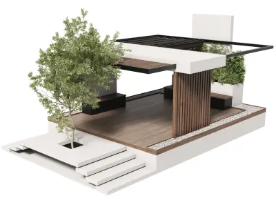 Landscape Furniture with Pergola and Roof garden 11 3D model