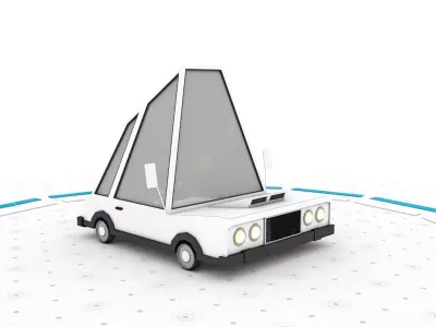 Mr White Long - Low poly cartoon car 3D model