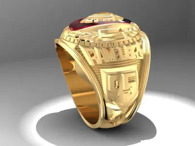 Luxury Red Oval Gemstone Gold Ring for Men 1075 3D print model