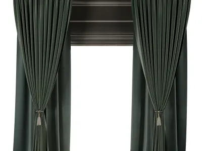 Green Curtains with Roman blinds collections 017 HBH Low-poly 3D model