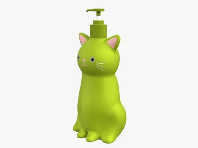 Cat Liquid Soap Dispenser Leaf Green Version 3D model