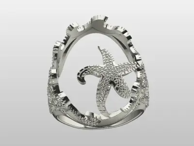  Turquoise Starfish ring 3D print model