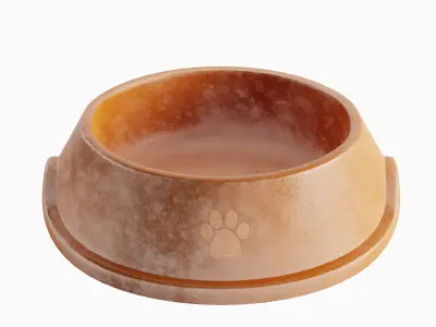Used Metal Dog Bowl Set 3D model
