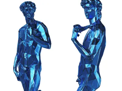 David Michelangelo Tall edges sculpture Blue 3D model