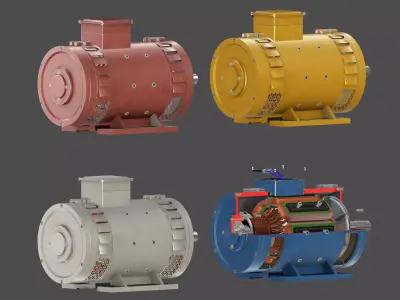 DC electric motor Low-poly 3D model