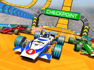 Stunt Racing Tracks and Platforms Low-poly 3D model