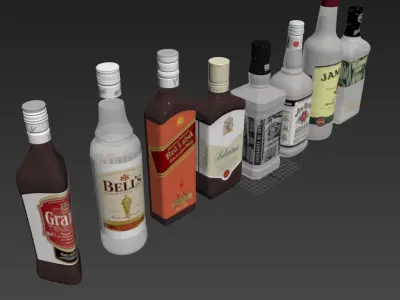 8 bottles of Whiskey 3D model