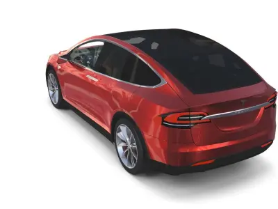 Tesla Model X Red with interior and chassis 3D model