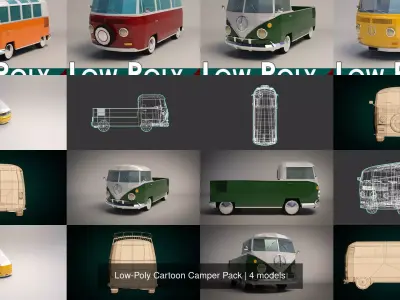Low-Poly Cartoon Camper Pack