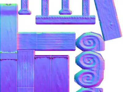 bench pillars and columns colors Free 3D model
