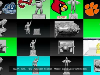 NCAA - NFL - FBS - American Football - Mascot statue Decor 3D Model Collection