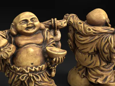 Laughing Buddha Statue Low-poly 3D model