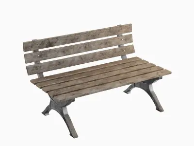 Stylized Outdoor Bench 01 Low-poly 3D model