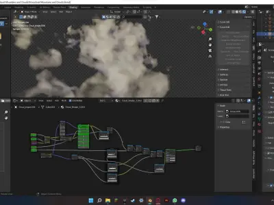 Procedural Mountains and Clouds Free 3D model