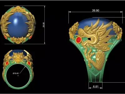 3D print model Dragon ring Free Free 3D print model