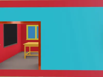 Cartoon classroom 3D Model LOW POLY  Low-poly 3D model