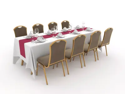 Banquet Table and Chair 85 3D model