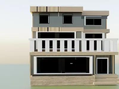 house modern with balconies on top 3D model