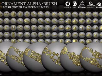 267 4K Ornament Brush Vol2  Low-poly 3D model