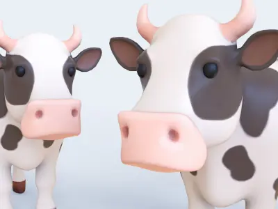 Cartoon Cow Animal 3D Model for Cartoon Characters Low-poly 3D model