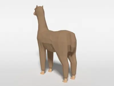 Low Poly Cartoon Alpaca Low-poly 3D model
