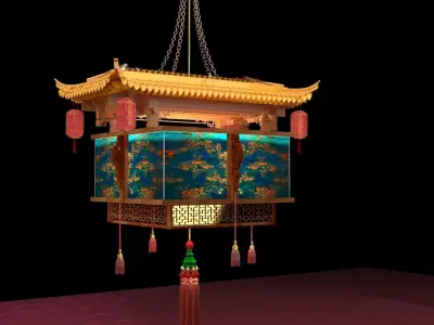  Chinese  palace house  lantern  3D model
