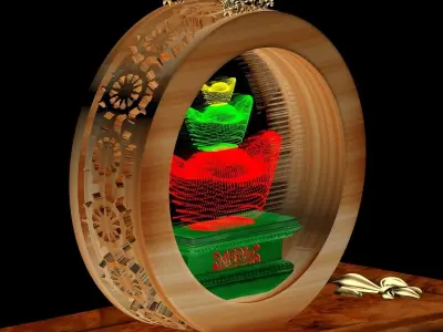 Chinese gold Ingot 3D model 17