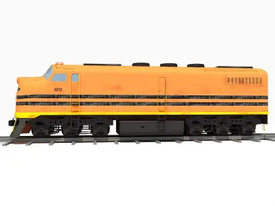 Orange Locomotive Train 3D Model 3D model