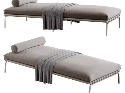 Upholstered Leather Day Bed 3D model
