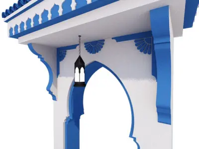 Traditional Moroccan Door Chefchaouen City 3D model