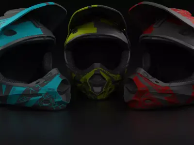 3 Moto Helmets 3D model