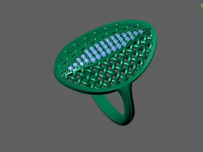 Women Ring With Stone Diamond Ready STL 3DM Models Womens Rings 3D print model 11