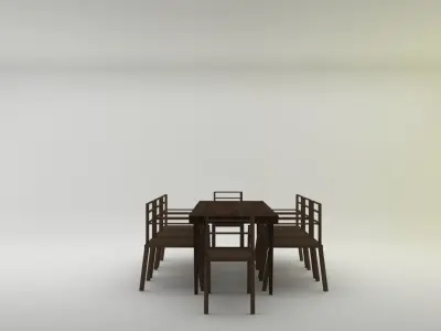TABLE dining with six chairs 3D model