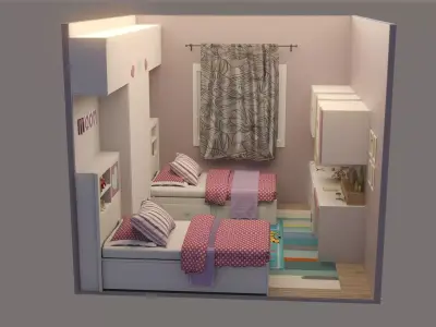 Children room 3D model Low-poly 3D model Low-poly 3D model