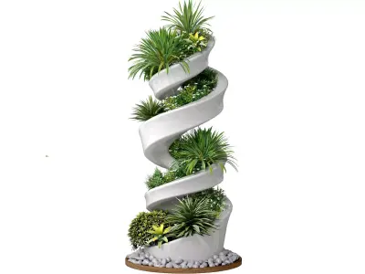 Indoor Spiral Vertical Garden Planters flowers indoor greening 3D model
