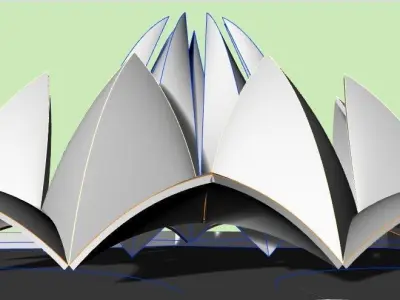 Bahai Tempe or Lotus Temple Low-poly 3D model