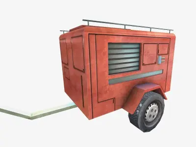 low poly fire truck trailer Low-poly 3D model