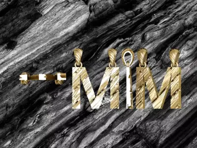 M Letter Alphabet Wooden Texture Pendant 3D Print Model 3D print model
