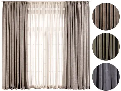 Modern Curtain 77 Optional Material Variants 4 3D model